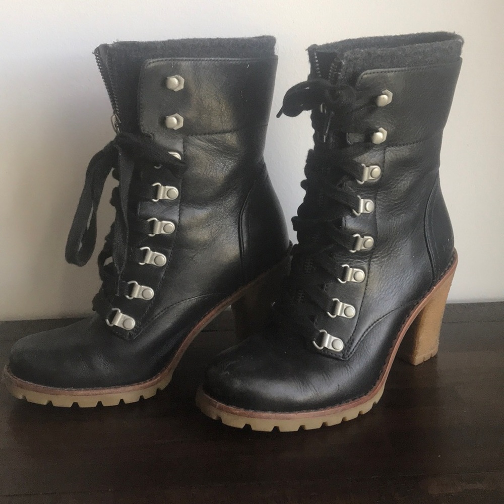 Leather lace up uggs